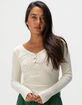FULL TILT Womens Rib Long Sleeve Henley Top image number 5