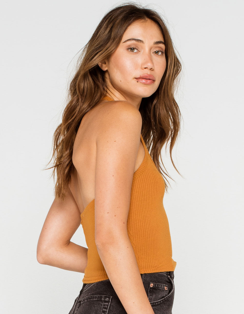 BOZZOLO Cropped Womens Mustard Halter Top image number 1