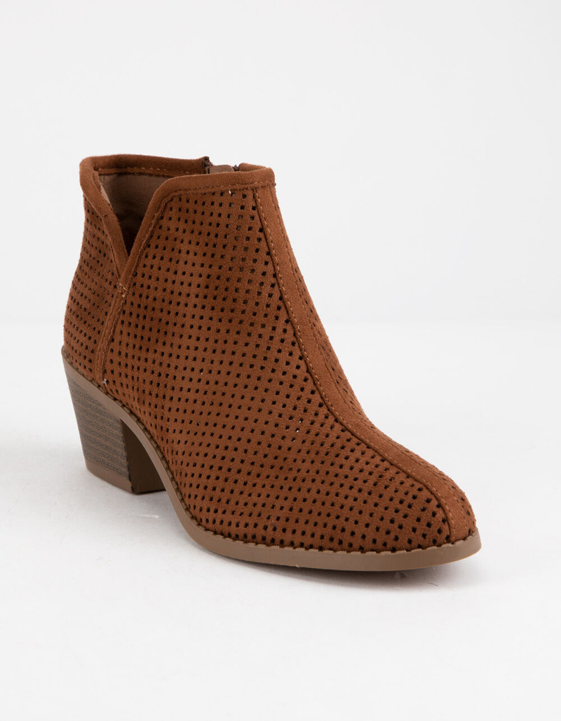 SODA Perforated Side Notch Cognac Girls Booties image number 0