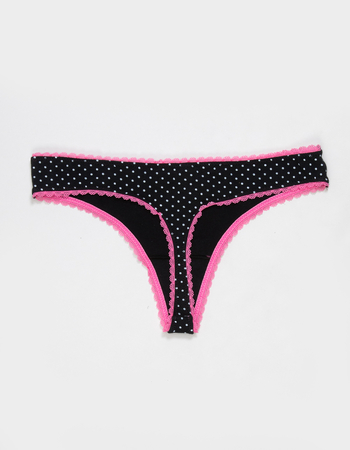 FULL TILT Cotton Bow Lace Trim Thong Alternative Image