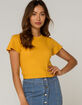 HEART & HIPS Pointelle Womens Yellow Baby Tee image number 2