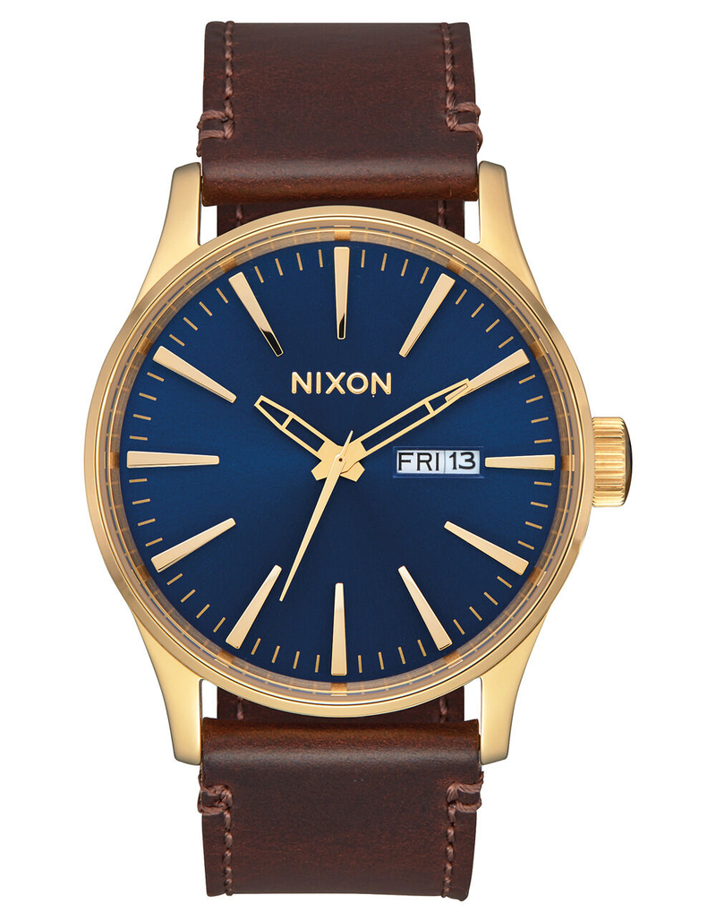 NIXON Sentry Leather Navy & Brown Leather Watch image number 0