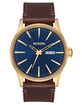 NIXON Sentry Leather Navy & Brown Leather Watch image number 1