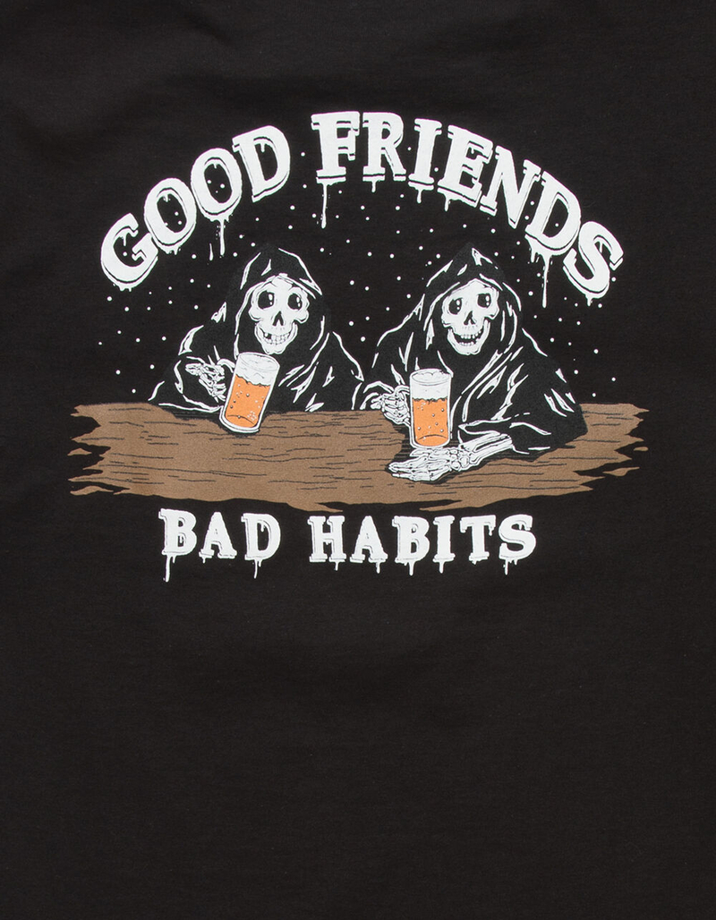 FRESH VIBES Good Friends White Mens Black T-Shirt image number 3