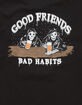 FRESH VIBES Good Friends White Mens Black T-Shirt image number 4