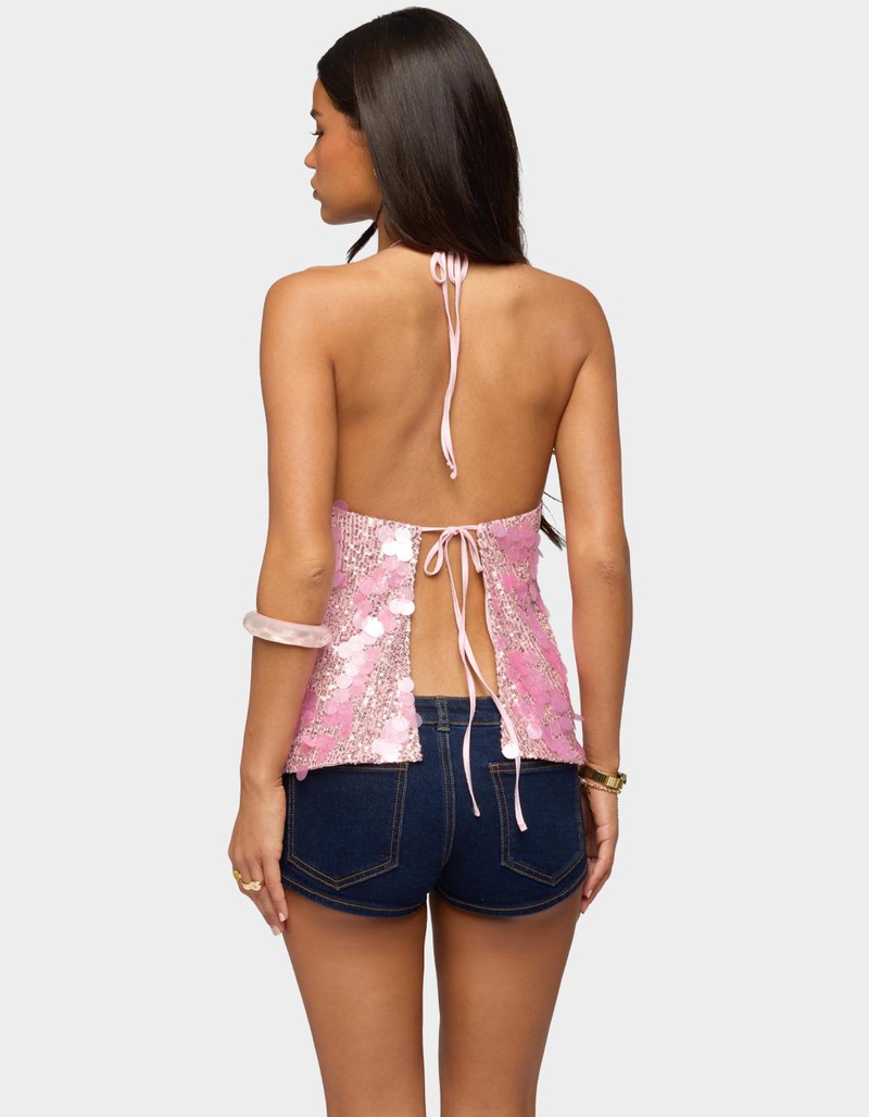 EDIKTED Ellorie Backless Sequin Halter Top image number 2