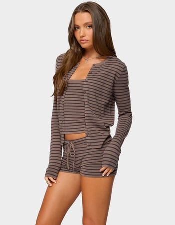 EDIKTED Lillian Striped Button Up Knit Cardigan Alternative Image