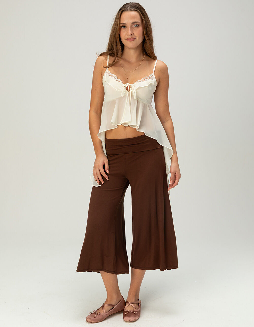 WEST OF MELROSE Womens Lace Trim Babydoll Top - CREAM | Tillys
