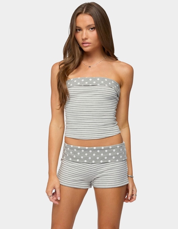 EDIKTED Presley Stripe & Polka Dot Foldover Tube Top Primary Image
