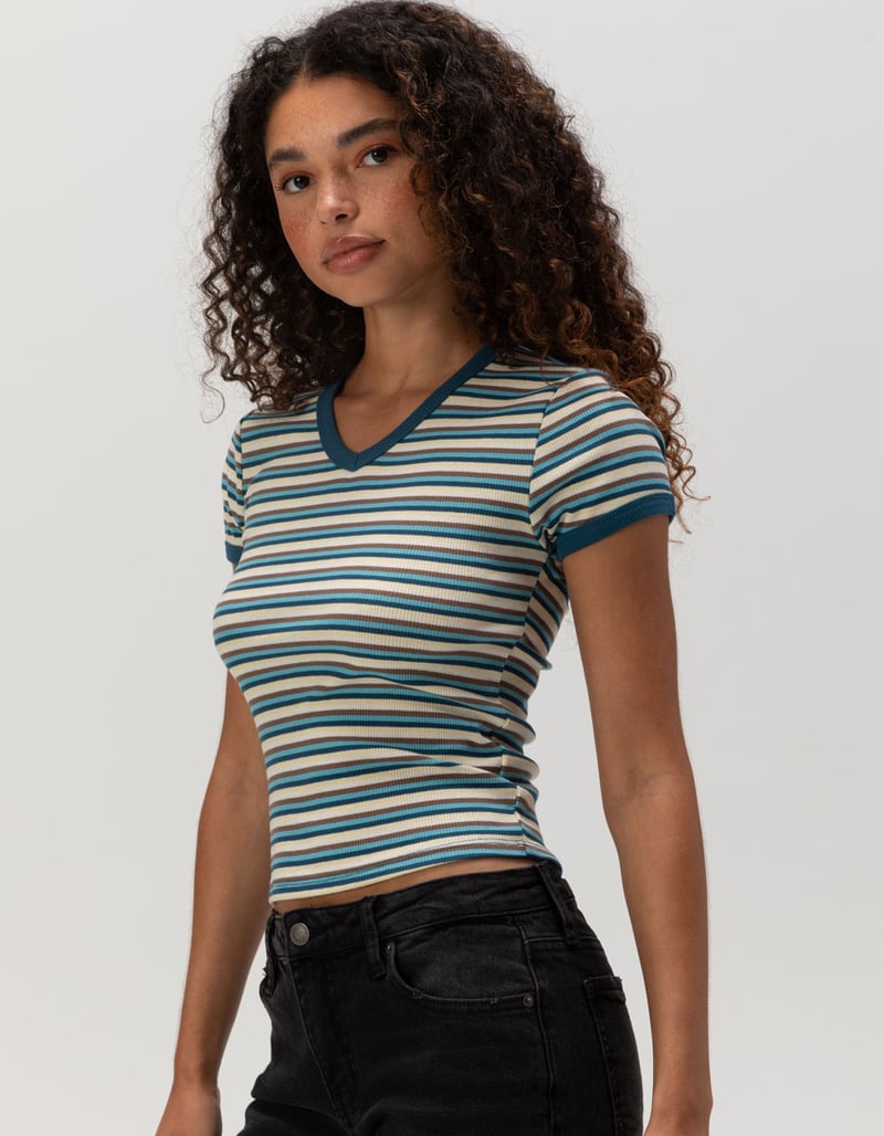 FULL TILT V-Neck Womens Baby Tee image number 2