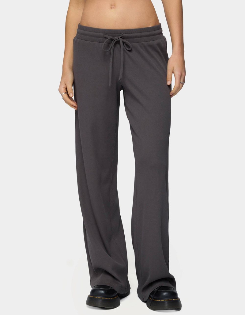 EDIKTED Cicilia Straight Leg Ribbed Pants image number 1