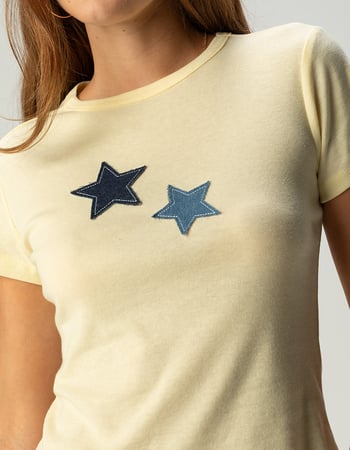 RSQ Womens Star Patch Baby Tee Alternative Image