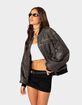 EDIKTED Vava Washed Faux Leather Womens Bomber Jacket image number 5