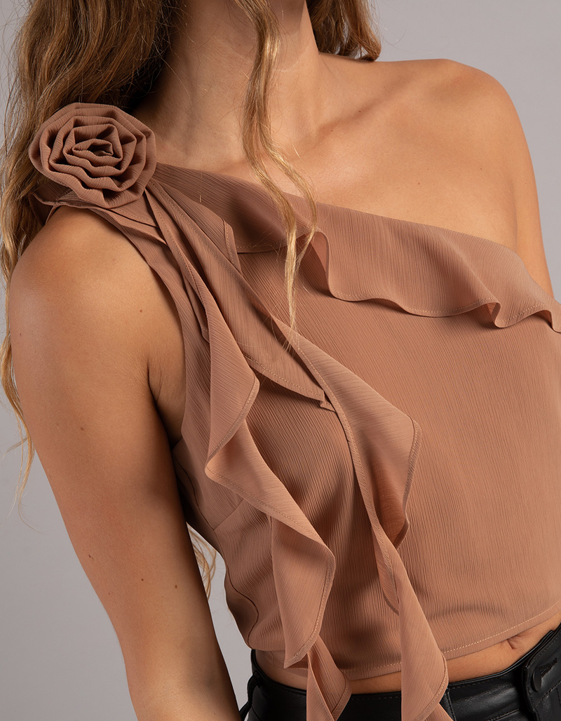 WEST OF MELROSE One Shoulder Rosette Top image number 1