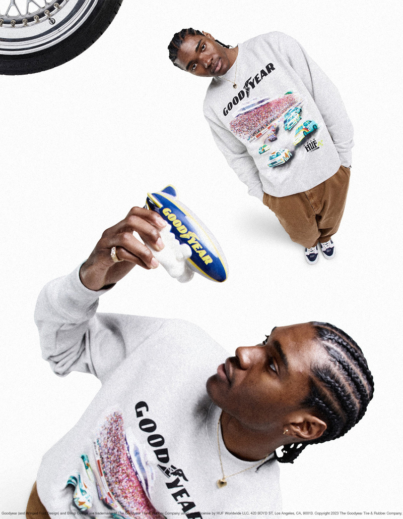 HUF x Goodyear Team HUF Mens Crewneck Sweatshirt image number 0
