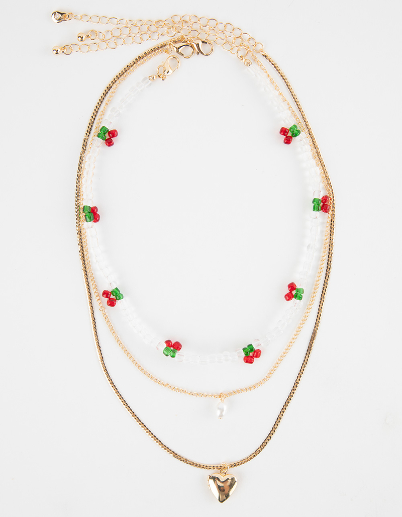 FULL TILT Layered Beaded Cherry Necklace image number 1