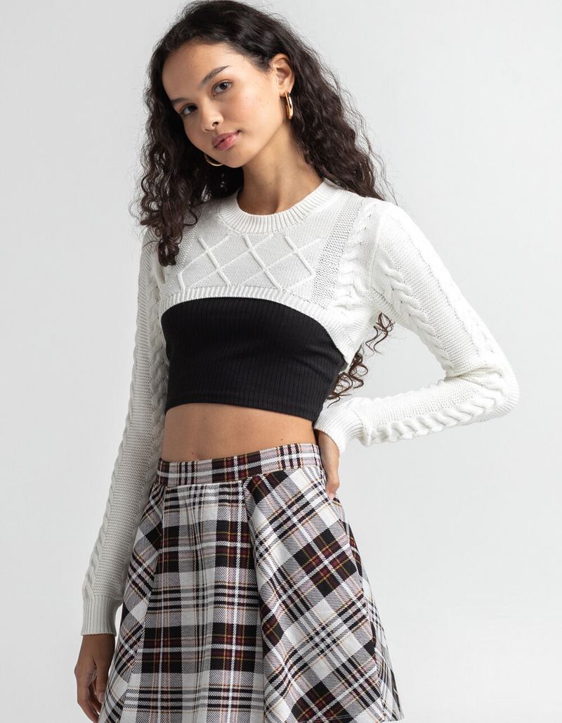 FULL TILT Cable Knit Shrug image number 1