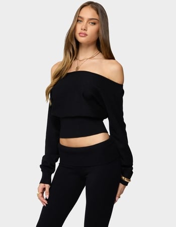 EDIKTED Skyla Off Shoulder Knit Sweater Alternative Image