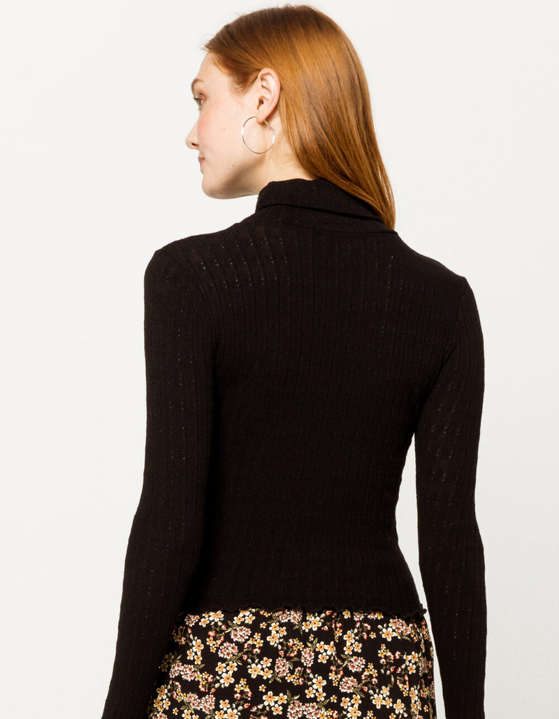 IVY & MAIN Solid Turtleneck Black Womens Top image number 2