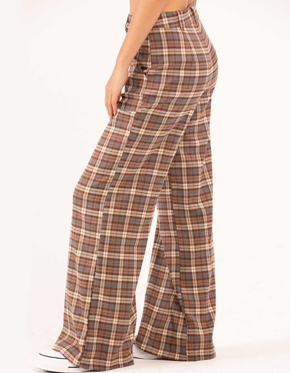 RSQ Womens Wide Leg Plaid Pants - BROWN COMBO - XXL | Tillys