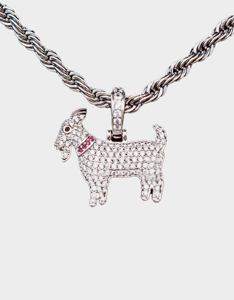 GLD Micro GOAT White Gold Plated Pendant image number 0
