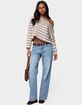 EDIKTED Alexis Off Shoulder Striped Knit Top image number 5
