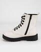 SODA Lug Sole Womens White Combat Boots image number 3