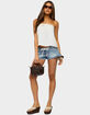 EDIKTED Robe Tie Denim Micro Shorts image number 5