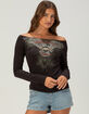 BDG Urban Outfitters Maverick Rhinestone Womens Long Sleeve Baby Tee image number 1