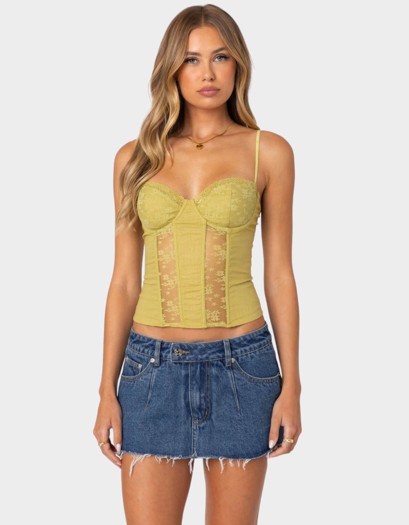 EDIKTED Avena Linen Look Lacey Corset image number 0