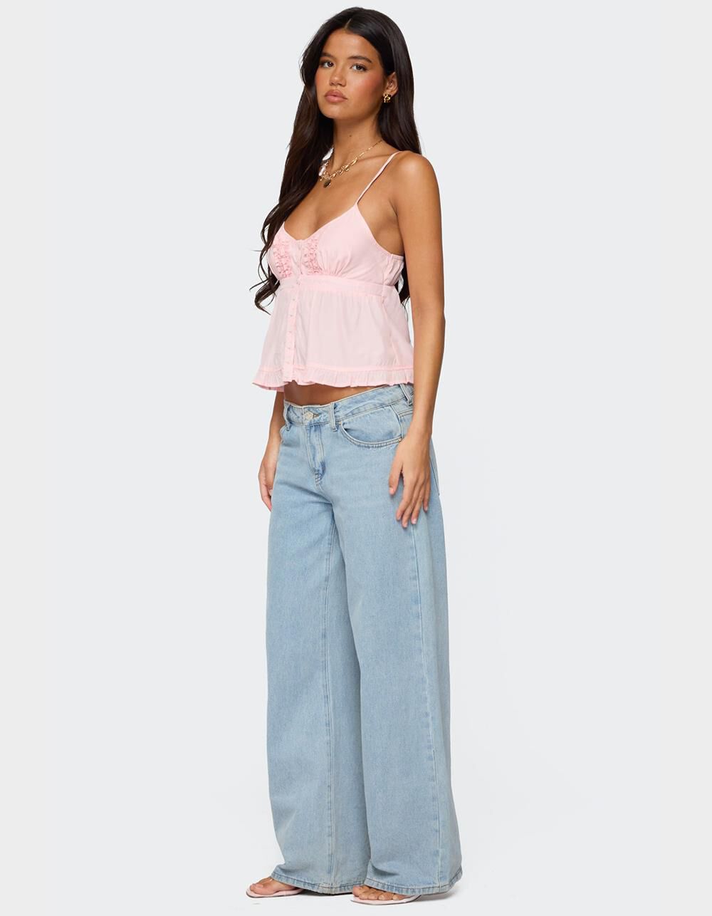EDIKTED Halsey Ruffle Tank Top - LIGHT PINK | Tillys
