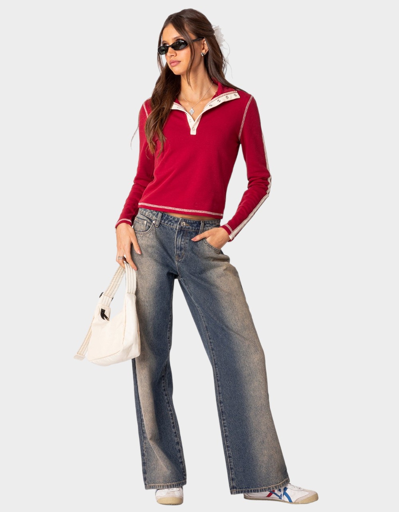 EDIKTED Gio Contrast Stitch Sweatshirt image number 1