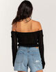 RSQ Womens Linear Stitch Off The Shoulder Sweater image number 4
