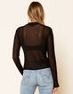 WEST OF MELROSE Sheer Comes Trouble Mock Neck Mesh Womens Top image number 3