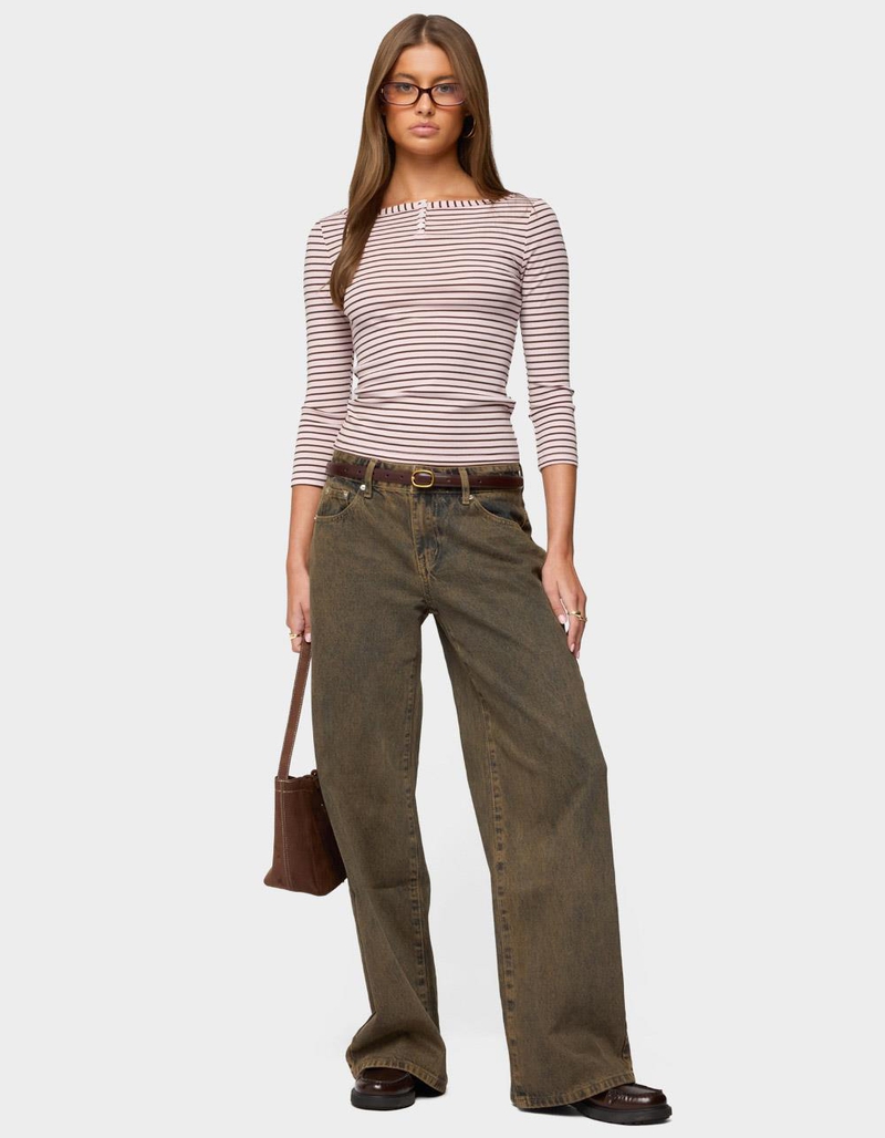 EDIKTED Avigyle Striped Boat Neck Top image number 4