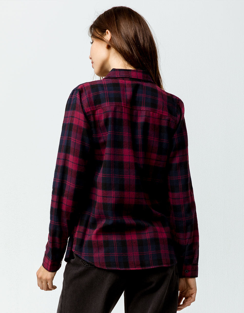 DESTINED Two Pocket Boyfriend Burgundy Womens Flannel Shirt image number 2