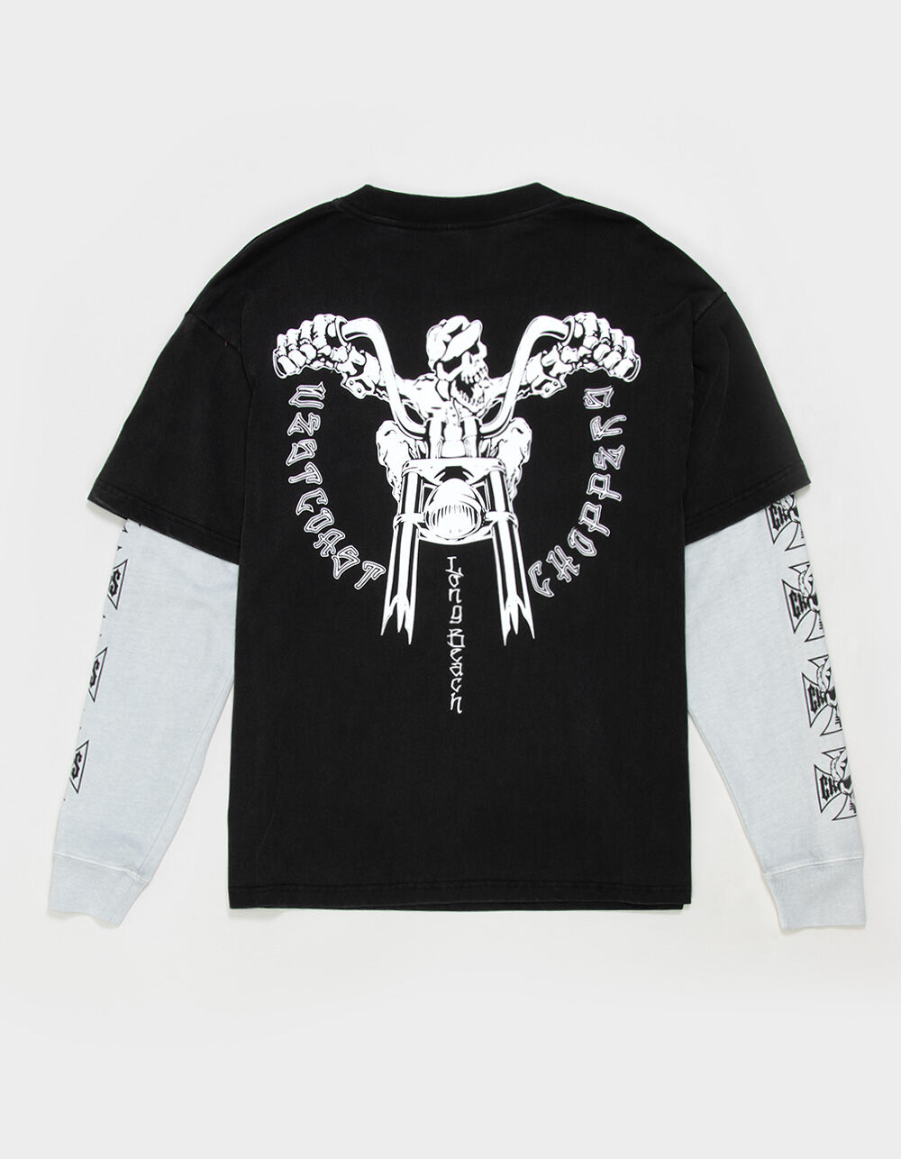 WEST COAST CHOPPERS Skeleton Moto Mens Long Sleeve 2fer Tee