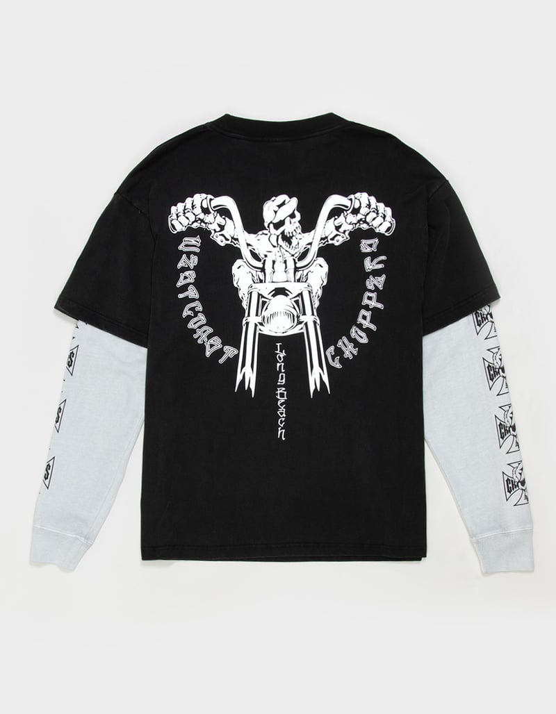 WEST COAST CHOPPERS Skeleton Moto Mens Long Sleeve 2fer Tee image number 1