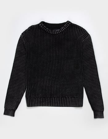 RSQ Mens Washed Waffle Sweater Alternative Image