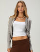 RSQ Womens Pointelle Zip-Up Hooded Sweater image number 1