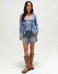 MADDEN GIRL Womens Mesh Hanky Long Sleeve Top image number 2