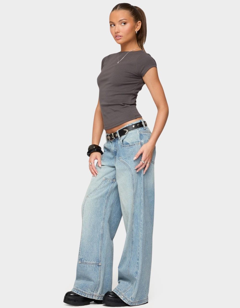 EDIKTED Oliana Ribbed Boat Neck Tee image number 3