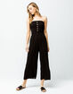 SKY AND SPARROW Smocked Button Front Black Womens Tube Jumpsuit image number 1