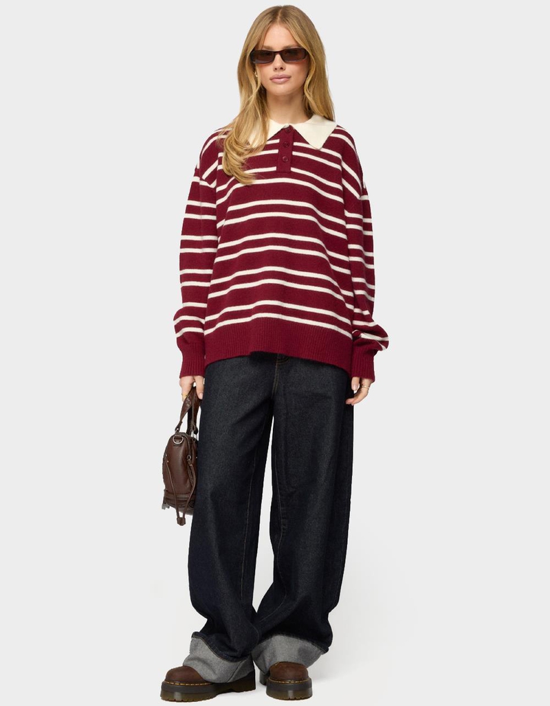 EDIKTED Rilynn Striped Polo Sweater image number 4