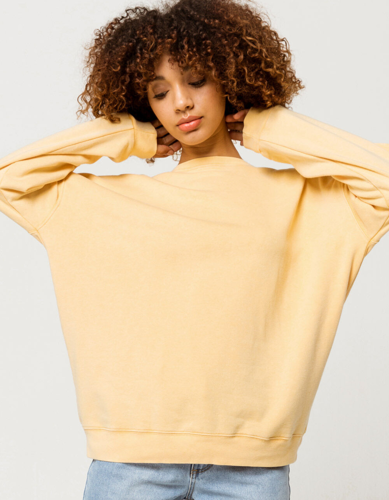 FULL TILT Essentials Washed Boyfriend Yellow Womens Sweatshirt image number 0