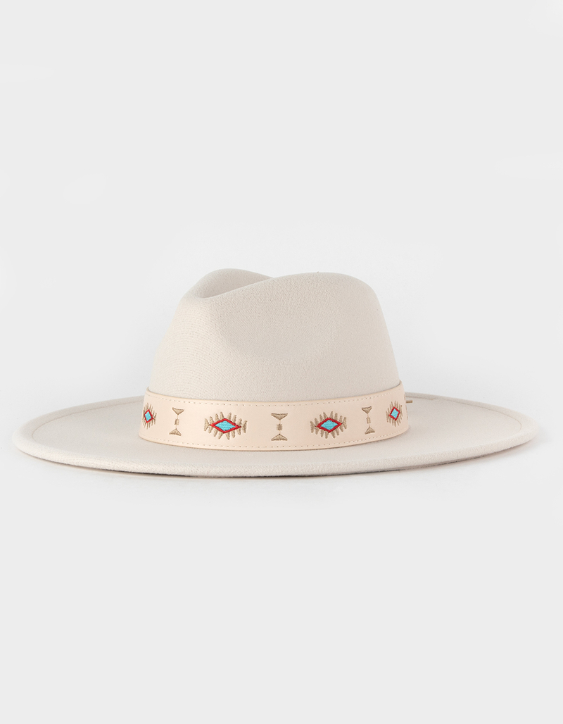 Geo Trim Faux Wool Panama Womens Hat image number 3