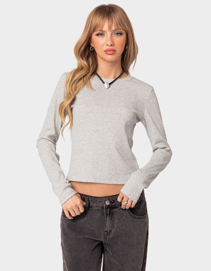 EDIKTED Marny Long Sleeve Waffle Top image number 0