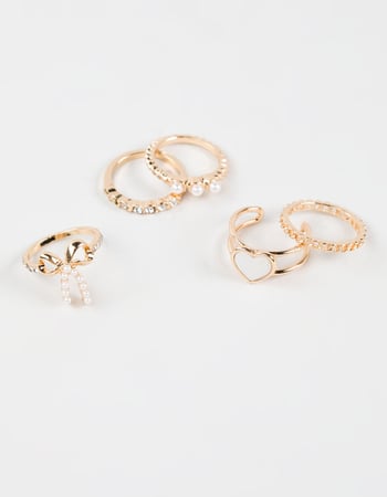 FULL TILT 5 Pack Bow/Heart Ring Set Alternative Image