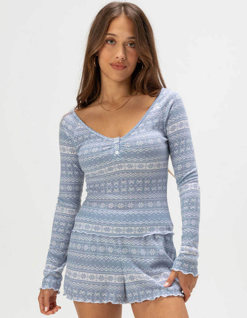 FULL TILT Womens Long Sleeve Thermal Henley Top image number 0