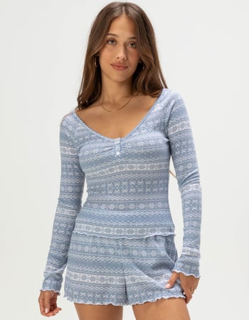 FULL TILT Womens Long Sleeve Thermal Henley Top Primary Image